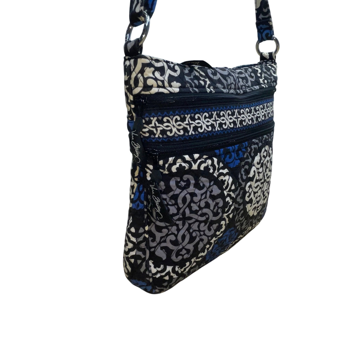 Vera Bradley Women’s Black & Blue Printed Quilted Adjustable Strap Crossbody Bag