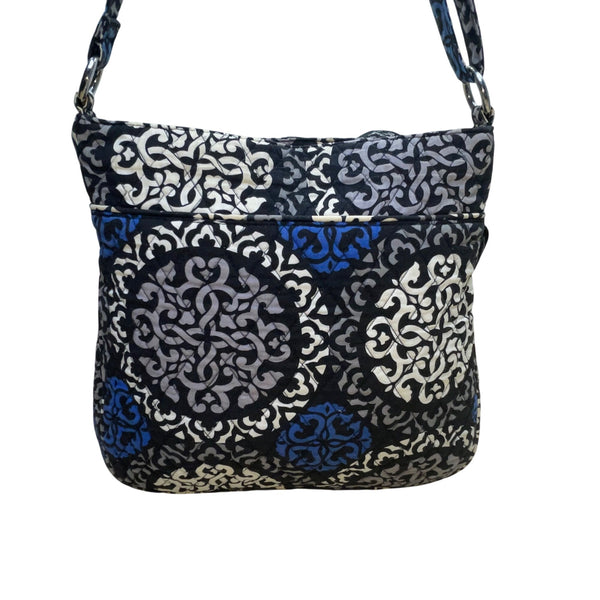 Vera Bradley Women’s Black & Blue Printed Quilted Adjustable Strap Crossbody Bag