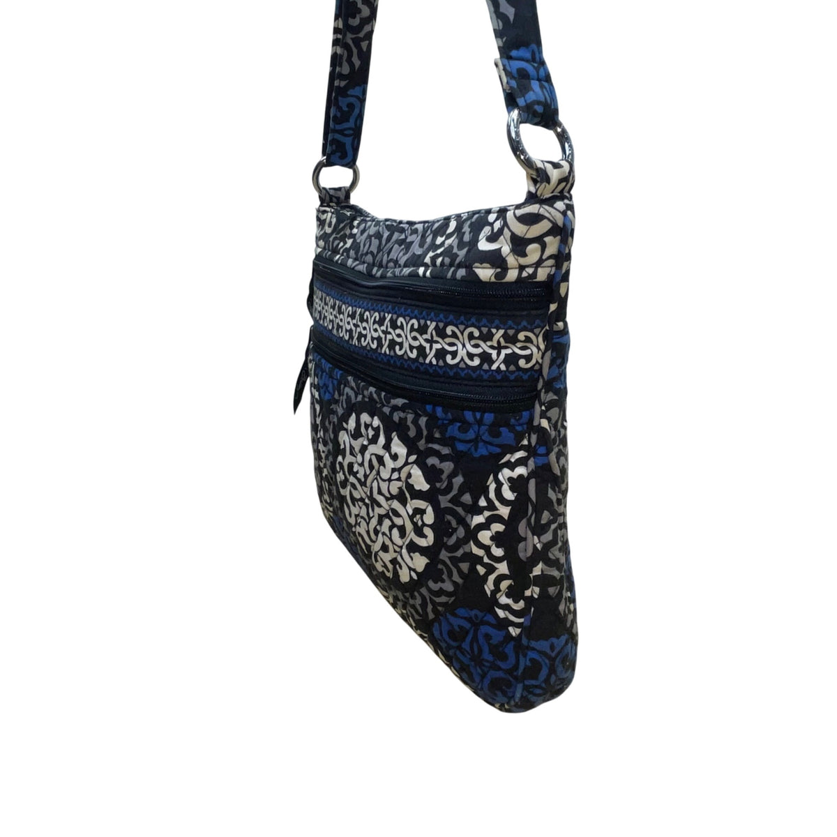 Vera Bradley Women’s Black & Blue Printed Quilted Adjustable Strap Crossbody Bag