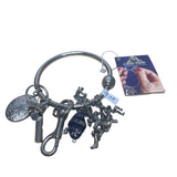Green Rhino Women’s Silver Charm Bracelet Keyring With Various Unique Charms