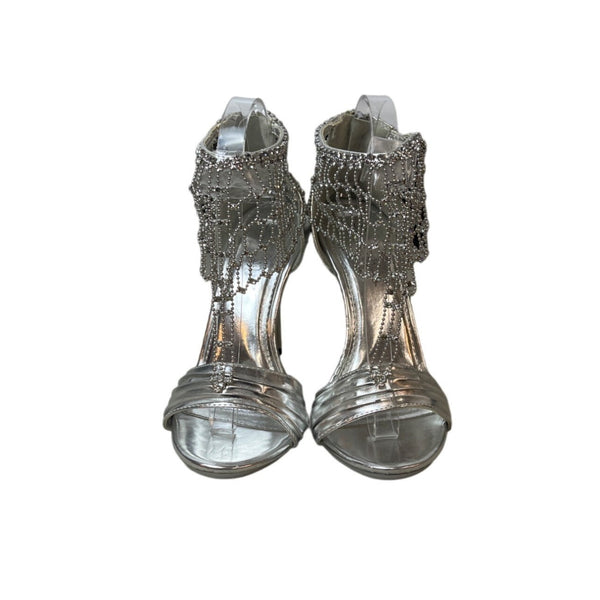 Mariachi Mani Women's Silver Rhinestone High Heels Sz 7.5 - NWOB