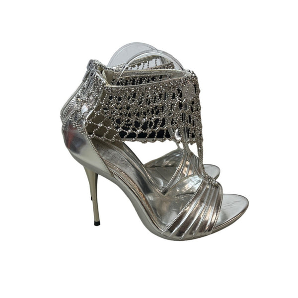Mariachi Mani Women's Silver Rhinestone High Heels Sz 7.5 - NWOB