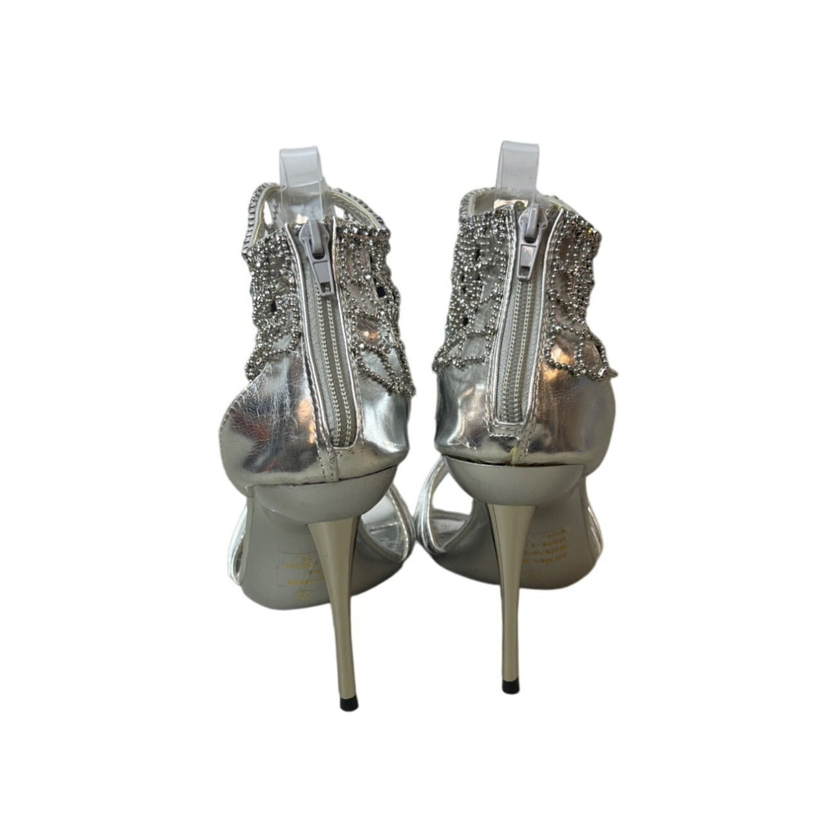 Mariachi Mani Women's Silver Rhinestone High Heels Sz 7.5 - NWOB