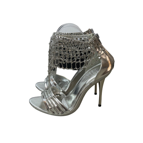 Mariachi Mani Women's Silver Rhinestone High Heels Sz 7.5 - NWOB