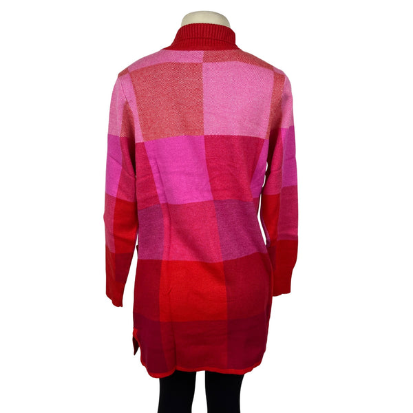 Isaac Mizrahi Live Open Front Cardigan Sweater Womens Pink & Red Knit Size S