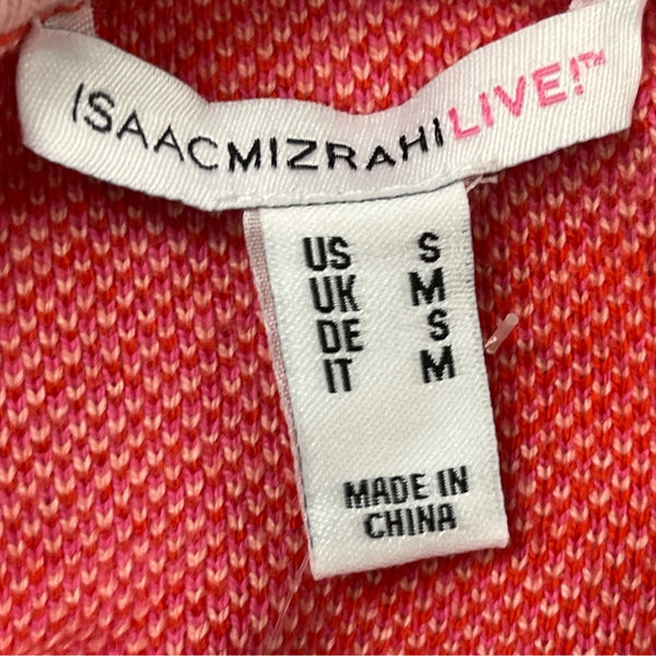 Isaac Mizrahi Live Open Front Cardigan Sweater Womens Pink & Red Knit Size S