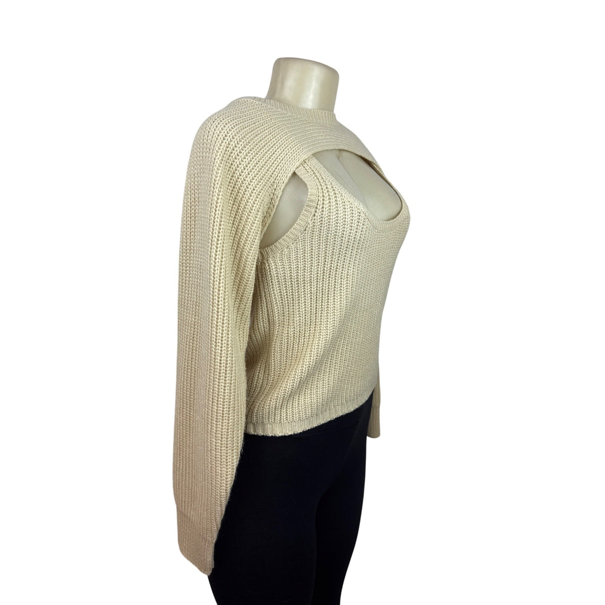 Princess Polly Women's Beige Knit Shoulder Sweater & Tank Top Set Sz XS/S