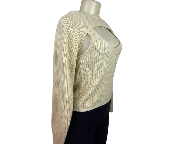 Princess Polly Women's Beige Knit Shoulder Sweater & Tank Top Set Sz XS/S