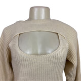 Princess Polly Women's Beige Knit Shoulder Sweater & Tank Top Set Sz XS/S
