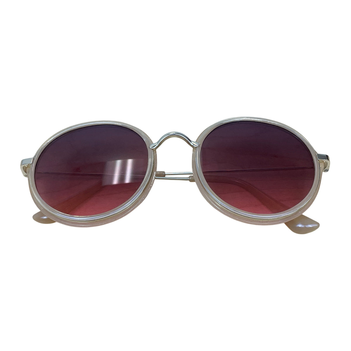Gold Round Sunglasses Gold Frame Pink Gradient Lenses Retro Unisex Style Lightweight
