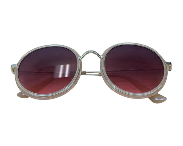 Gold Round Sunglasses Gold Frame Pink Gradient Lenses Retro Unisex Style Lightweight