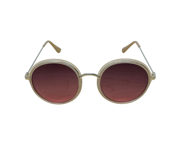 Gold Round Sunglasses Gold Frame Pink Gradient Lenses Retro Unisex Style Lightweight