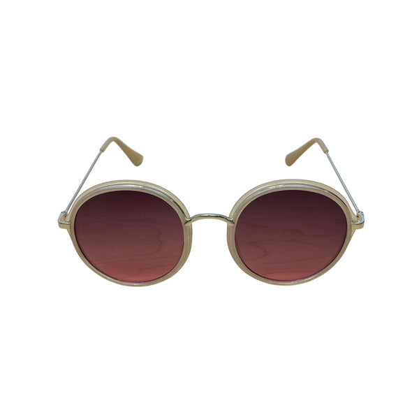 Gold Round Sunglasses Gold Frame Pink Gradient Lenses Retro Unisex Style Lightweight