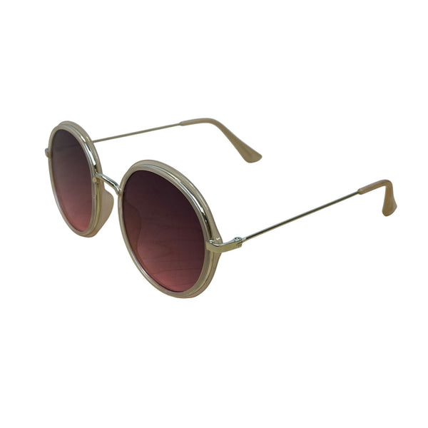 Gold Round Sunglasses Gold Frame Pink Gradient Lenses Retro Unisex Style Lightweight
