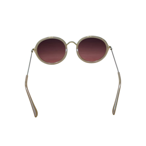 Gold Round Sunglasses Gold Frame Pink Gradient Lenses Retro Unisex Style Lightweight