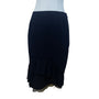 Barbara Katz Womens Black Polyester Ruffle Hem Midi Skirt Size 8