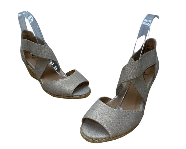 White Mountain Womens Beige Hudlin Cross Strap Espadrille Wedge Sandals Sz 7.5M
