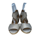 White Mountain Womens Beige Hudlin Cross Strap Espadrille Wedge Sandals Sz 7.5M