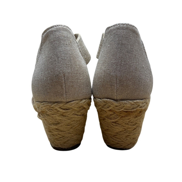 White Mountain Womens Beige Hudlin Cross Strap Espadrille Wedge Sandals Sz 7.5M