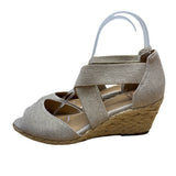 White Mountain Womens Beige Hudlin Cross Strap Espadrille Wedge Sandals Sz 7.5M