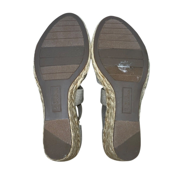 White Mountain Womens Beige Hudlin Cross Strap Espadrille Wedge Sandals Sz 7.5M