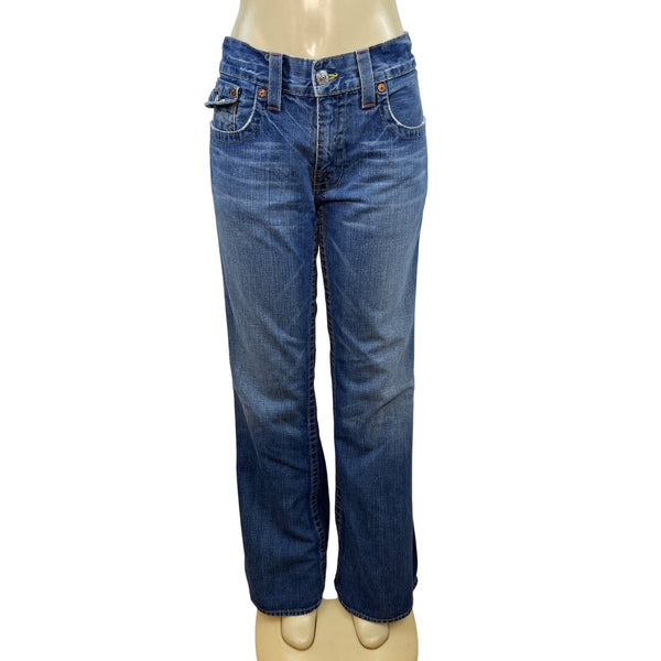 True Religion Womens Embroidered Bootcut Jeans Section Billy Medium Wash