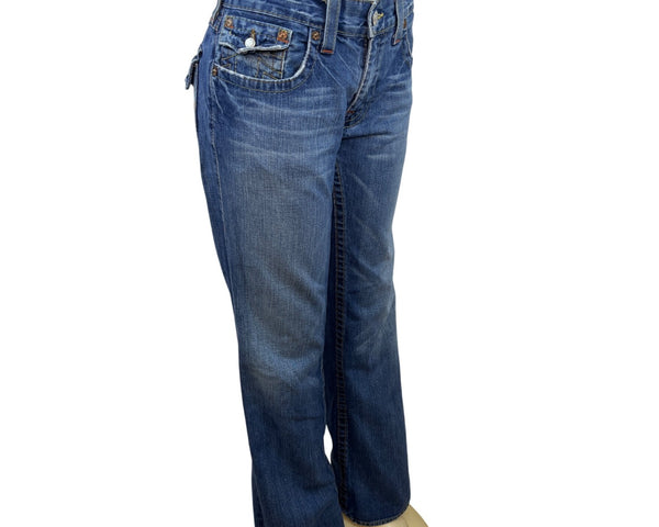 True Religion Womens Embroidered Bootcut Jeans Section Billy Medium Wash