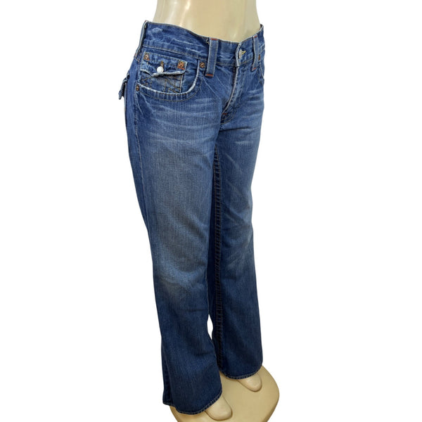 True Religion Womens Embroidered Bootcut Jeans Section Billy Medium Wash