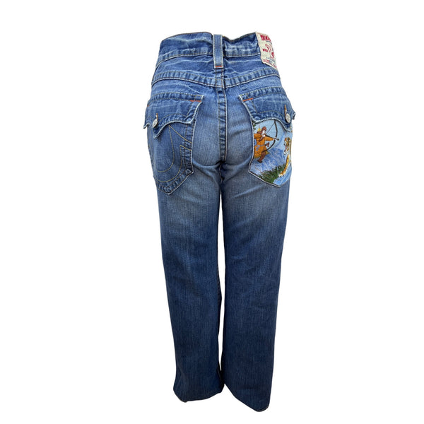 True Religion Womens Embroidered Bootcut Jeans Section Billy Medium Wash
