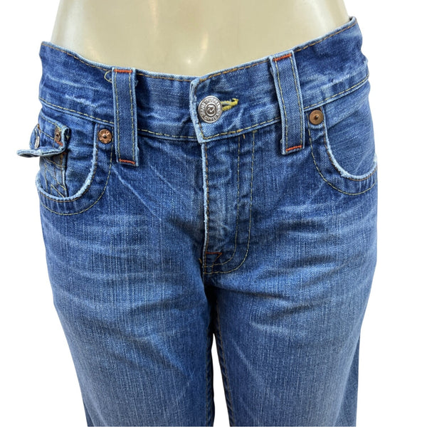 True Religion Womens Embroidered Bootcut Jeans Section Billy Medium Wash