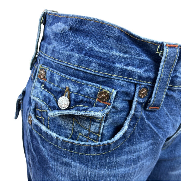 True Religion Womens Embroidered Bootcut Jeans Section Billy Medium Wash