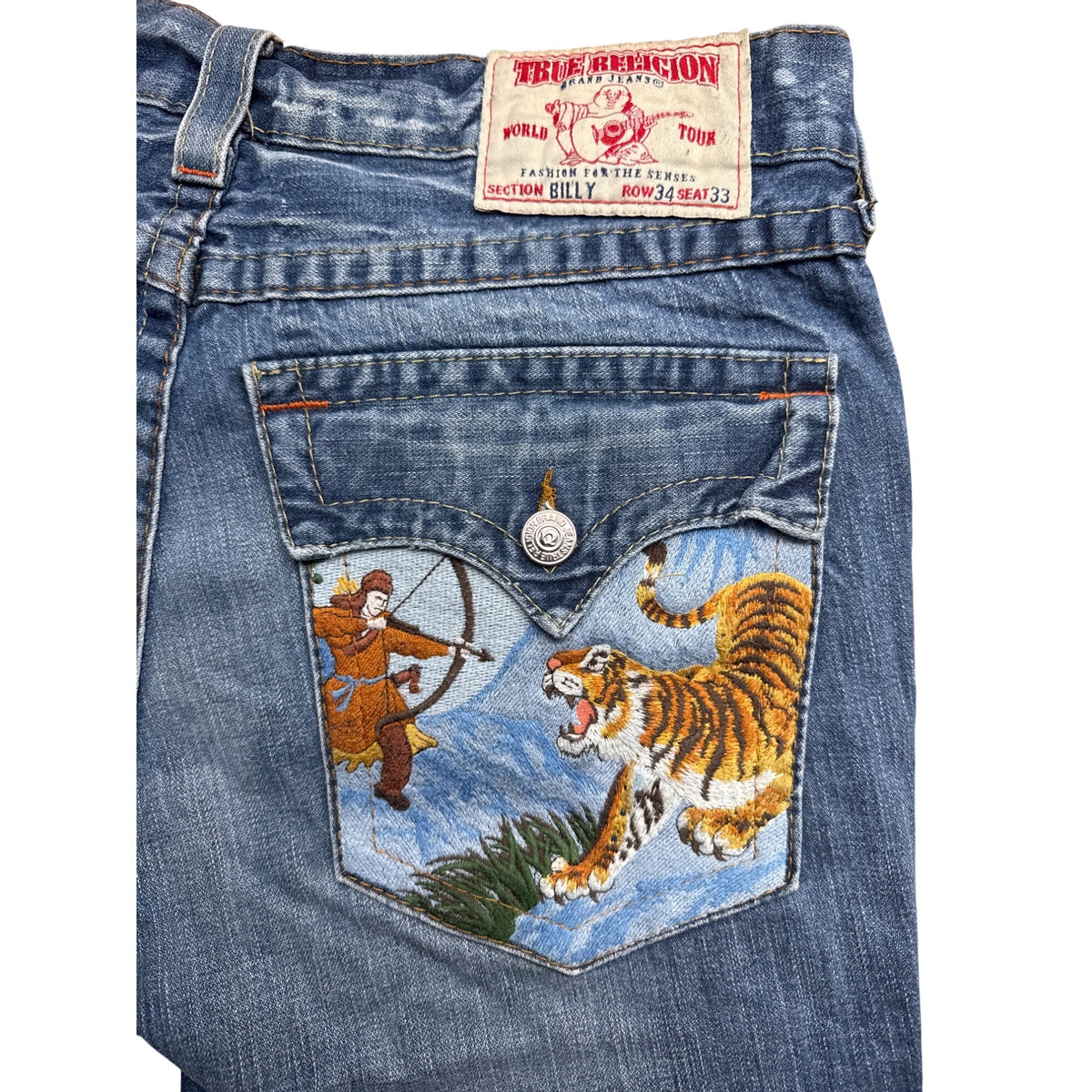 True Religion Womens Embroidered Bootcut Jeans Section Billy Medium Wash