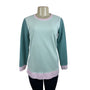 Lands’ End Women's Green Colorblock Long Sleeve Sweatshirt Sz XS/P - NWT