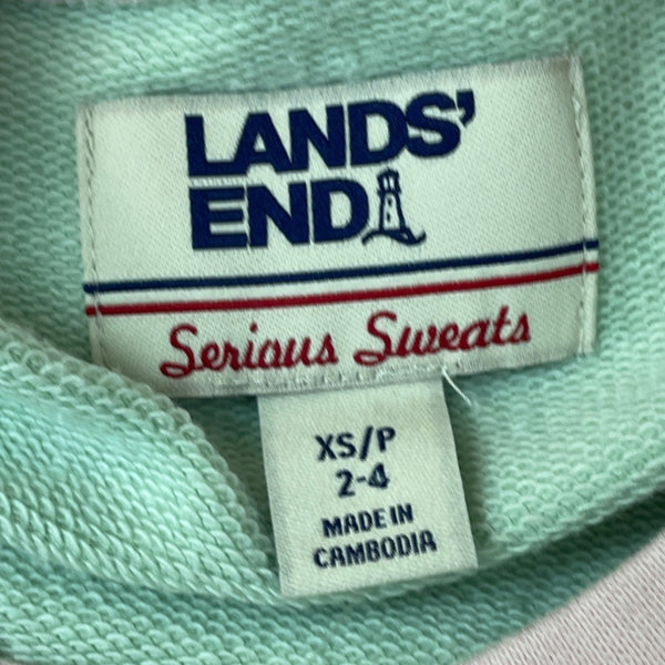 Lands’ End Women's Green Colorblock Long Sleeve Sweatshirt Sz XS/P - NWT