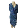 Jones Studio Blue Geometric Print Womens Midi Dress By Dressbarn Size 14W - New