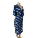 Jones Studio Blue Geometric Print Womens Midi Dress By Dressbarn Size 14W - New