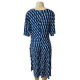 Jones Studio Blue Geometric Print Womens Midi Dress By Dressbarn Size 14W - New