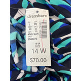 Jones Studio Blue Geometric Print Womens Midi Dress By Dressbarn Size 14W - New