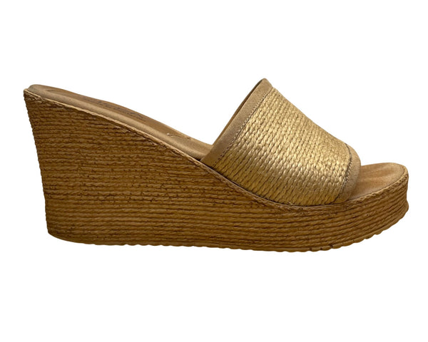 Sbicca Women’s Natural Wedge Slip-On Handmade In California Blondie Sandals Sz11