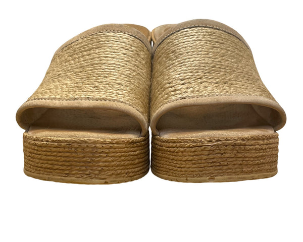 Sbicca Women’s Natural Wedge Slip-On Handmade In California Blondie Sandals Sz11