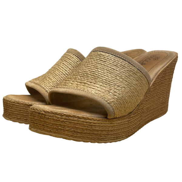 Sbicca Women’s Natural Wedge Slip-On Handmade In California Blondie Sandals Sz11