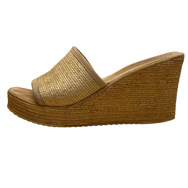 Sbicca Women’s Natural Wedge Slip-On Handmade In California Blondie Sandals Sz11