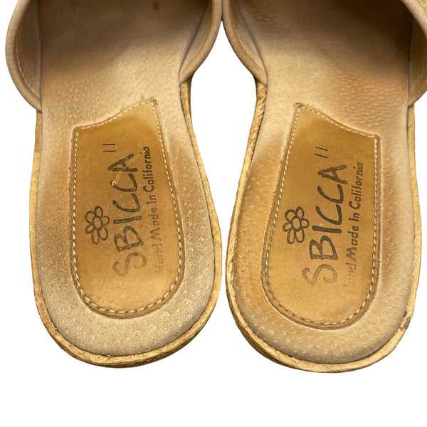 Sbicca Women’s Natural Wedge Slip-On Handmade In California Blondie Sandals Sz11