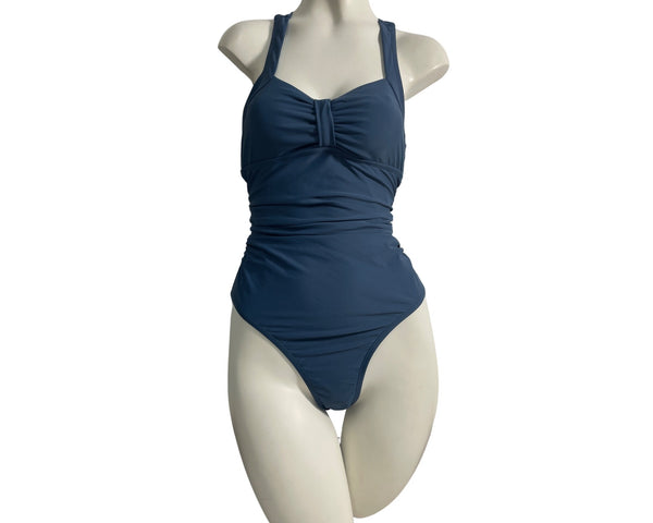 Cupshe Womens Blue One-Piece Swimsuit With Knot Detail Design Sz M- New