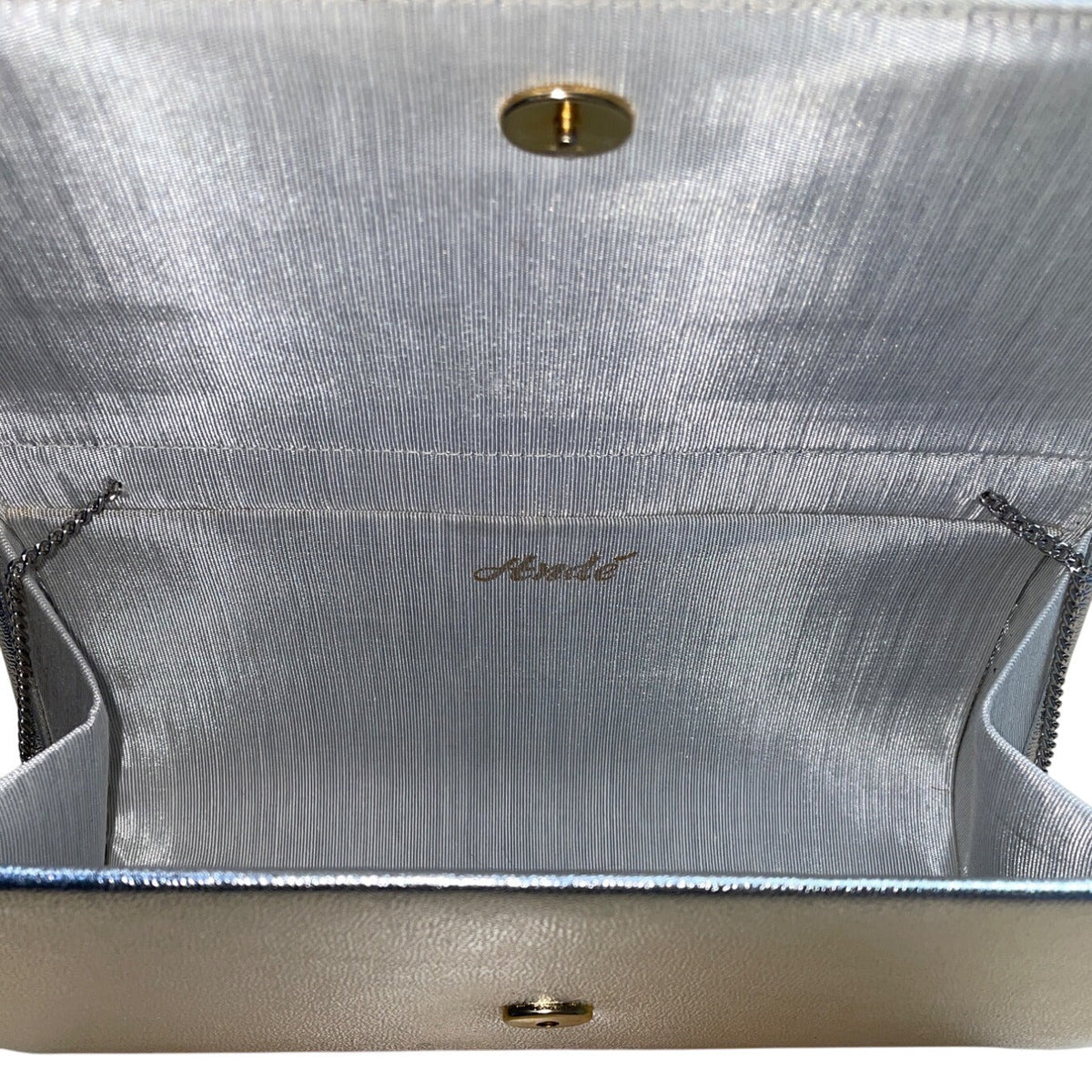 Andé Women’s Silver Rhinestone Accent & Chain Strap Evening Clutch Purse Sz S