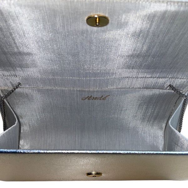 Andé Women’s Silver Rhinestone Accent & Chain Strap Evening Clutch Purse Sz S