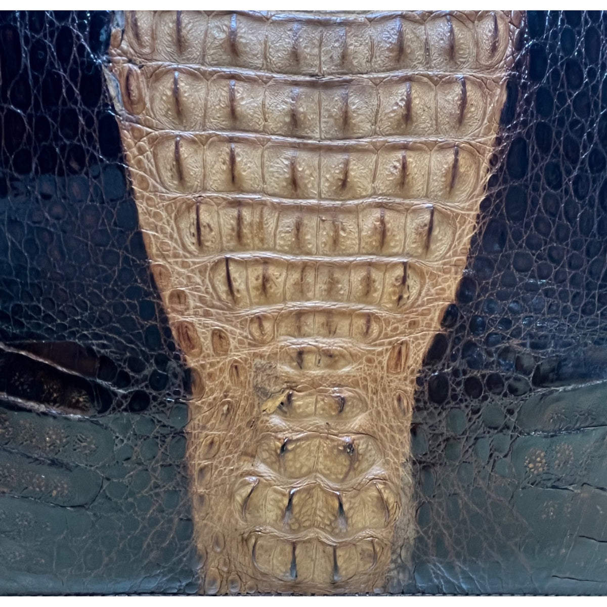 Women’s Brown Two-Tone Genuine Crocodile Leather Adjustable Strap Shoulder Bag