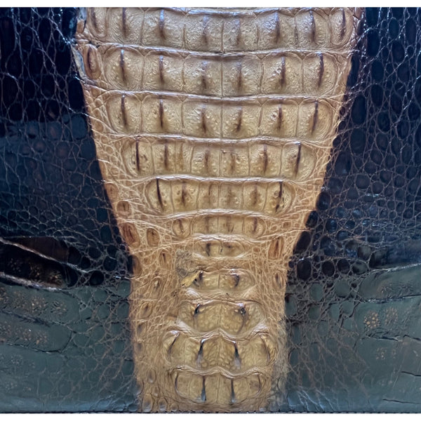 Women’s Brown Two-Tone Genuine Crocodile Leather Adjustable Strap Shoulder Bag