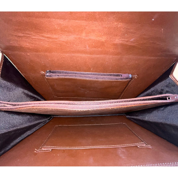 Women’s Brown Two-Tone Genuine Crocodile Leather Adjustable Strap Shoulder Bag