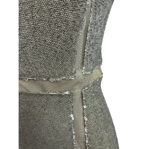Julia Jordan Sequin Silver Dress Sleeveless Women Gold Tone Bodycon Stretch Sz 8
